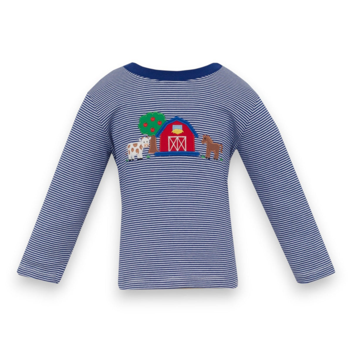 Claire & Charlie Navy Blue Knit Stripe Farm LS Shirt