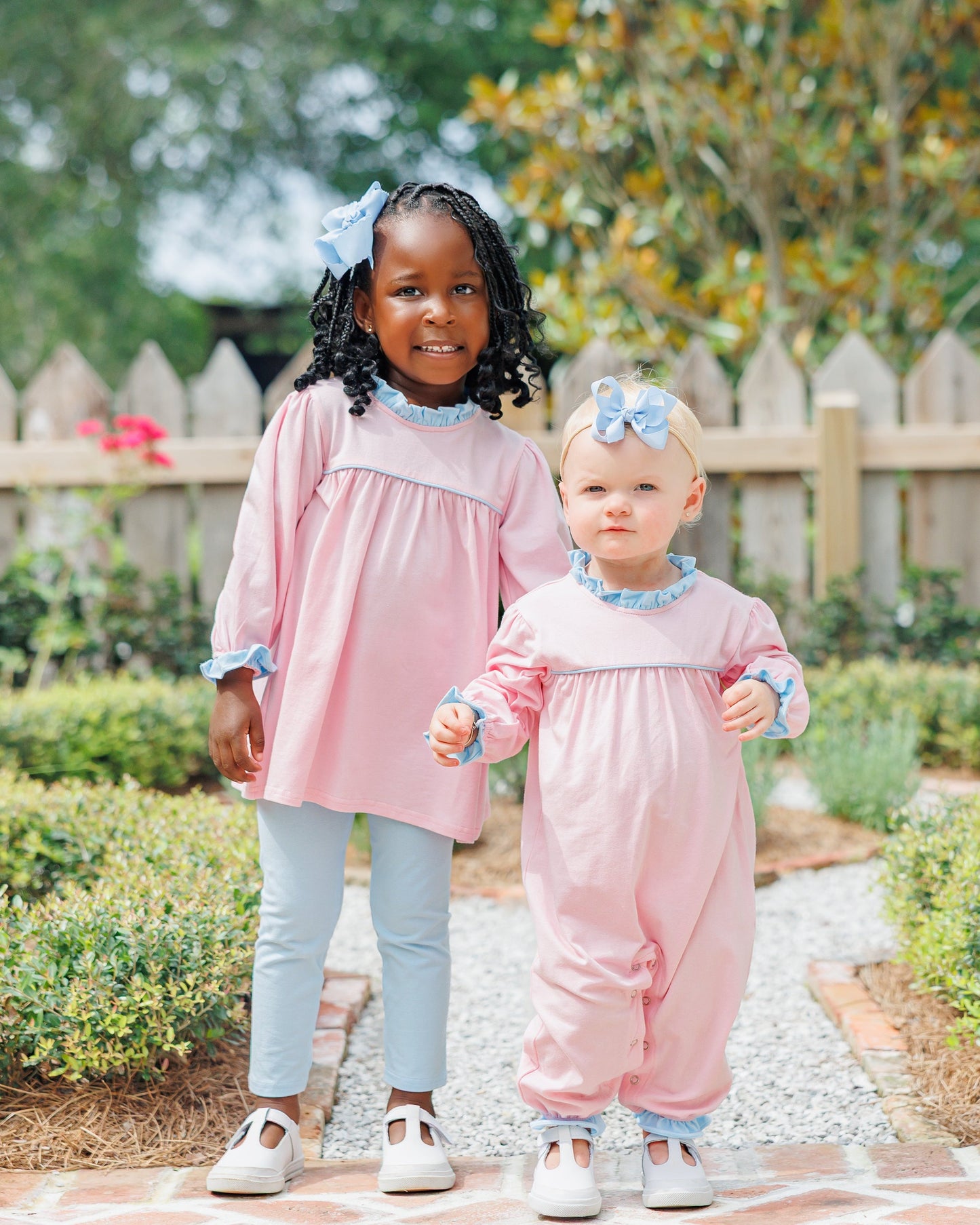Jellybean by Smock Candy Annie Romper - Light Pink/Light Blue
