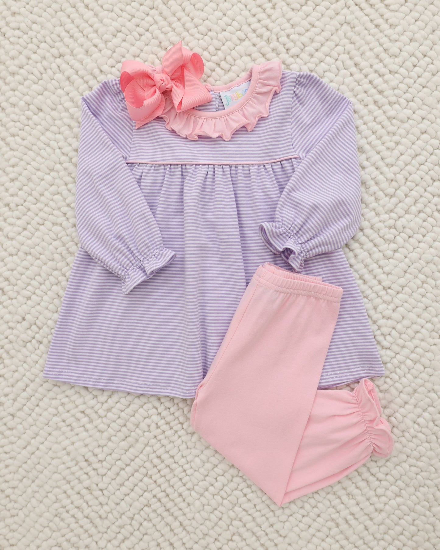 Jellybean by Smock Candy Audrey Bloomer Pants Set - Lavender Stripe/Light Pink