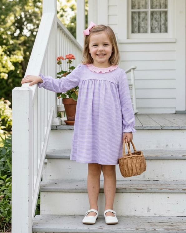 Jellybean by Smock Candy Audrey Dress - Lavender Stripe/Light Pink