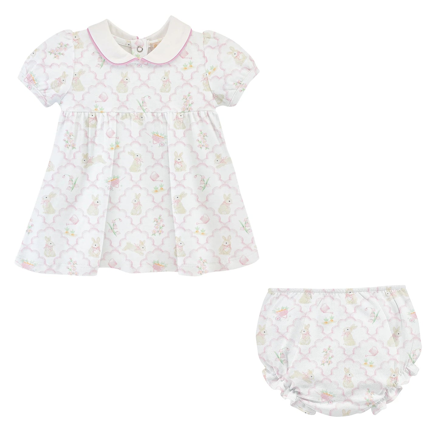 Baby Club Chic Mosaic of Tails Pima Cotton Bunny Print Bloomer Dress