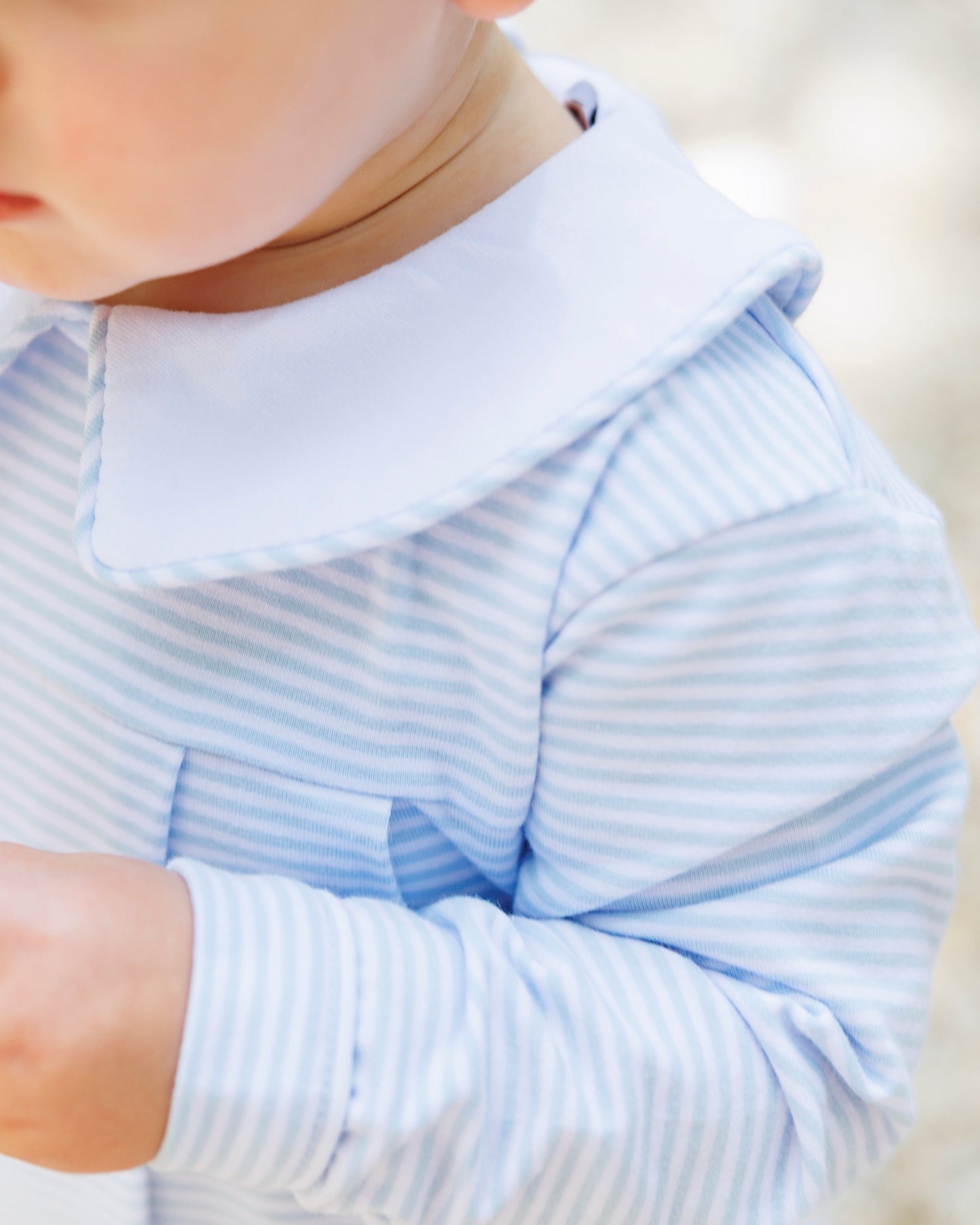 Jellybean by Smock Candy Henry Romper - Light Blue Stripe