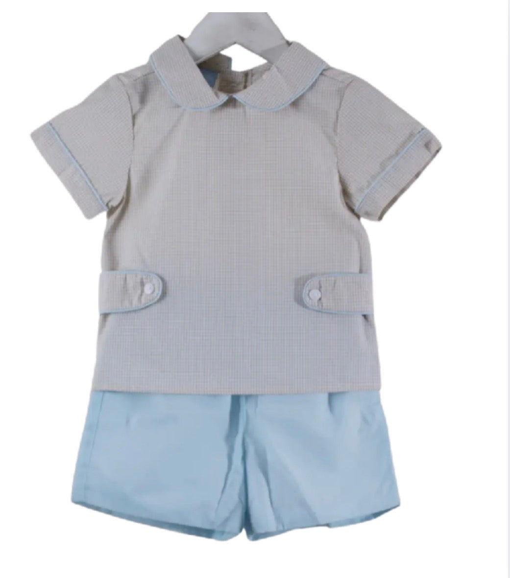 Charming Little Ones Baby Blues and Gingham Aiden Short Set