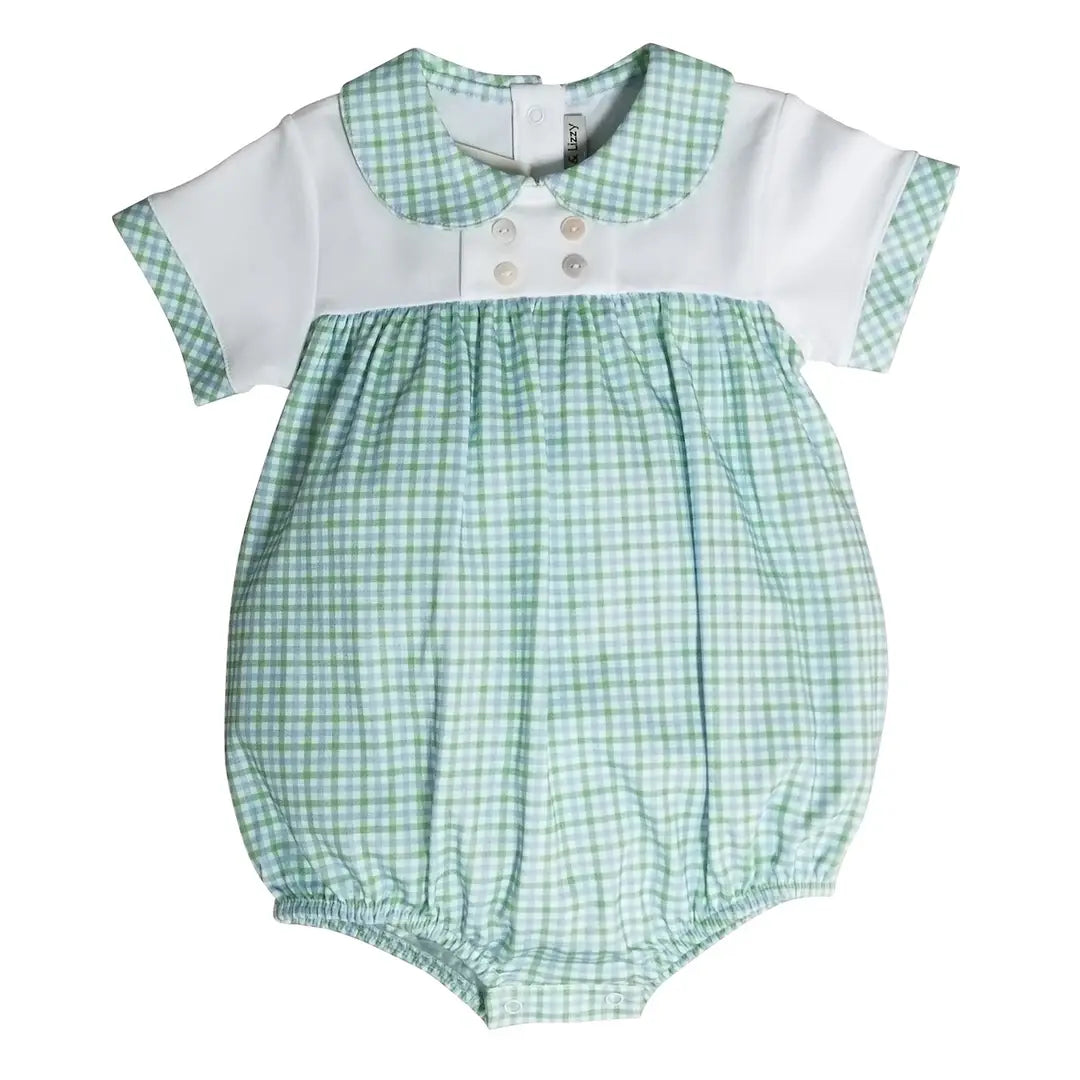 Marco & Lizzy Green and Blue Checks Baby Boy Bubble