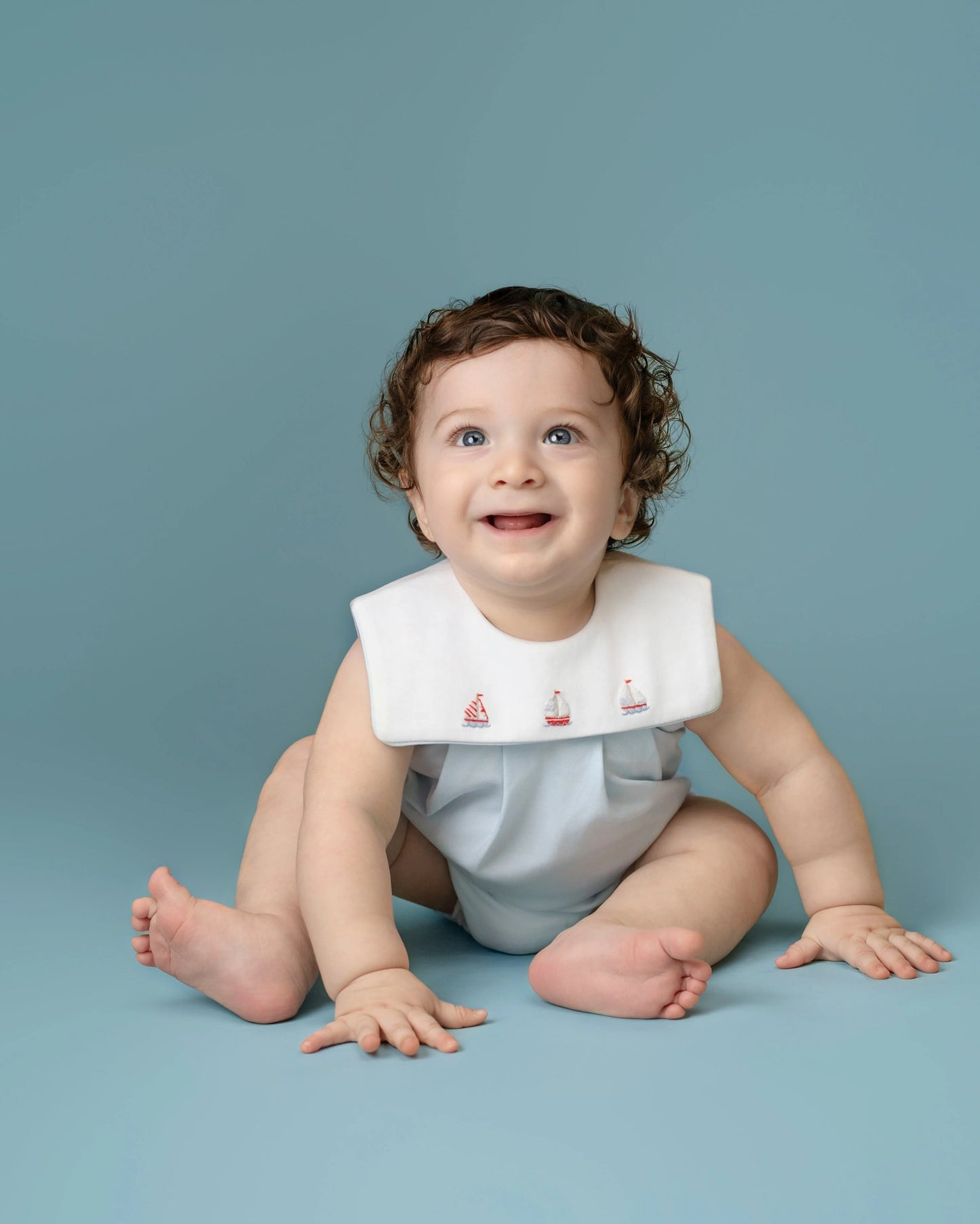 Baby Club Chic Tiny Sails Bib Bubble-Light Blue