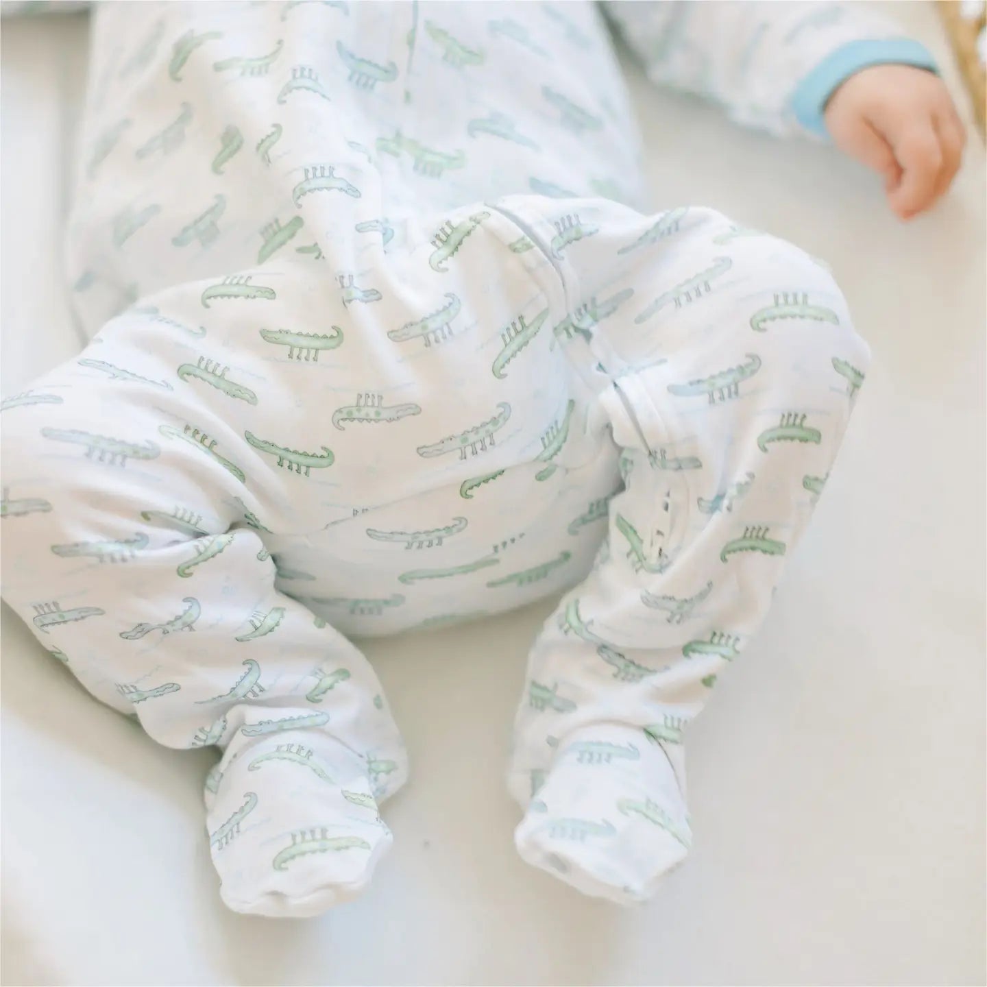 Magnolia Baby Alligator Pie Blue Zip Footie