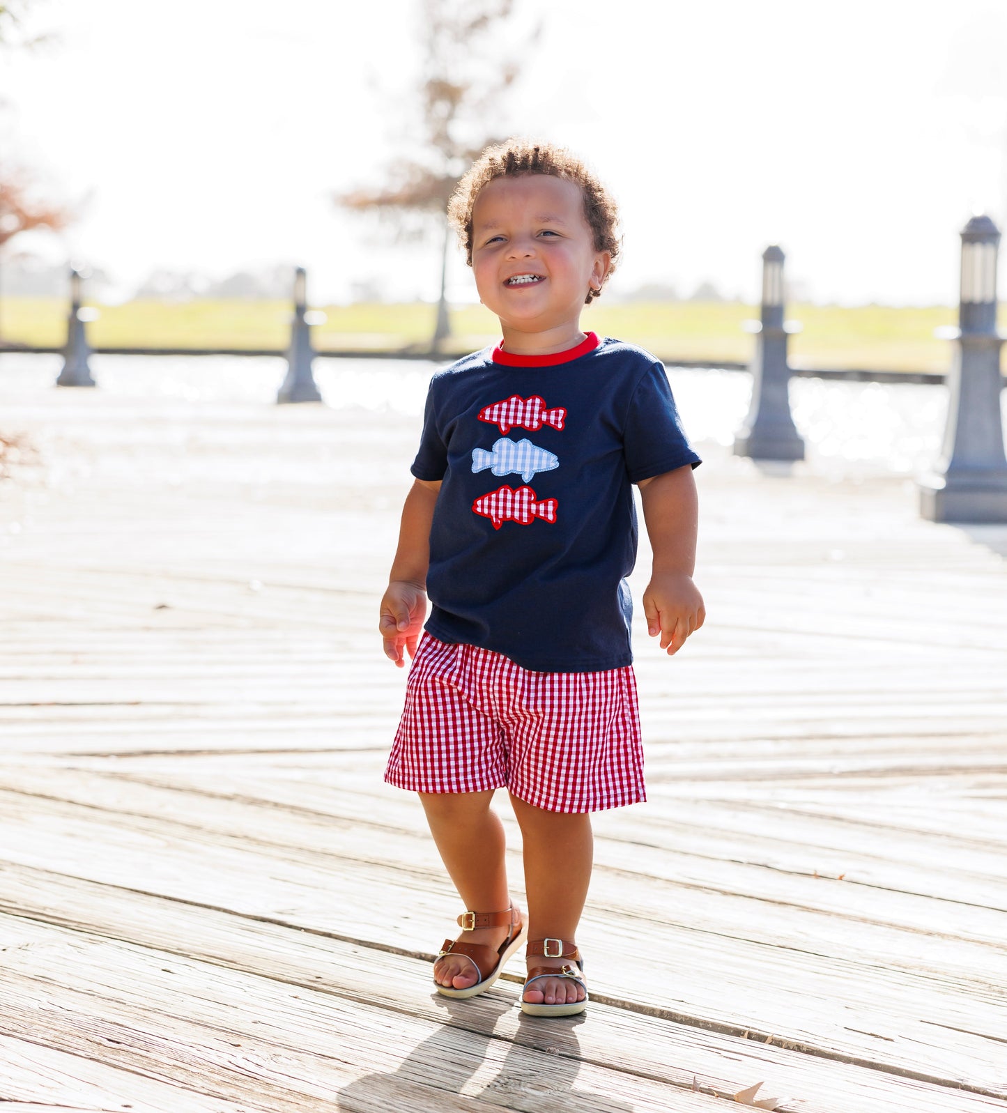 Jellybean by Smock Candy Patriotic Fish Trio Short Set