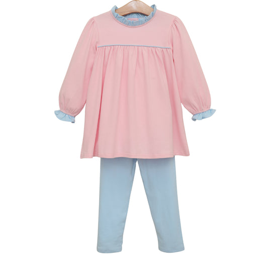Jellybean by Smock Candy Annie Pants Set-Light Pink/Light Blue