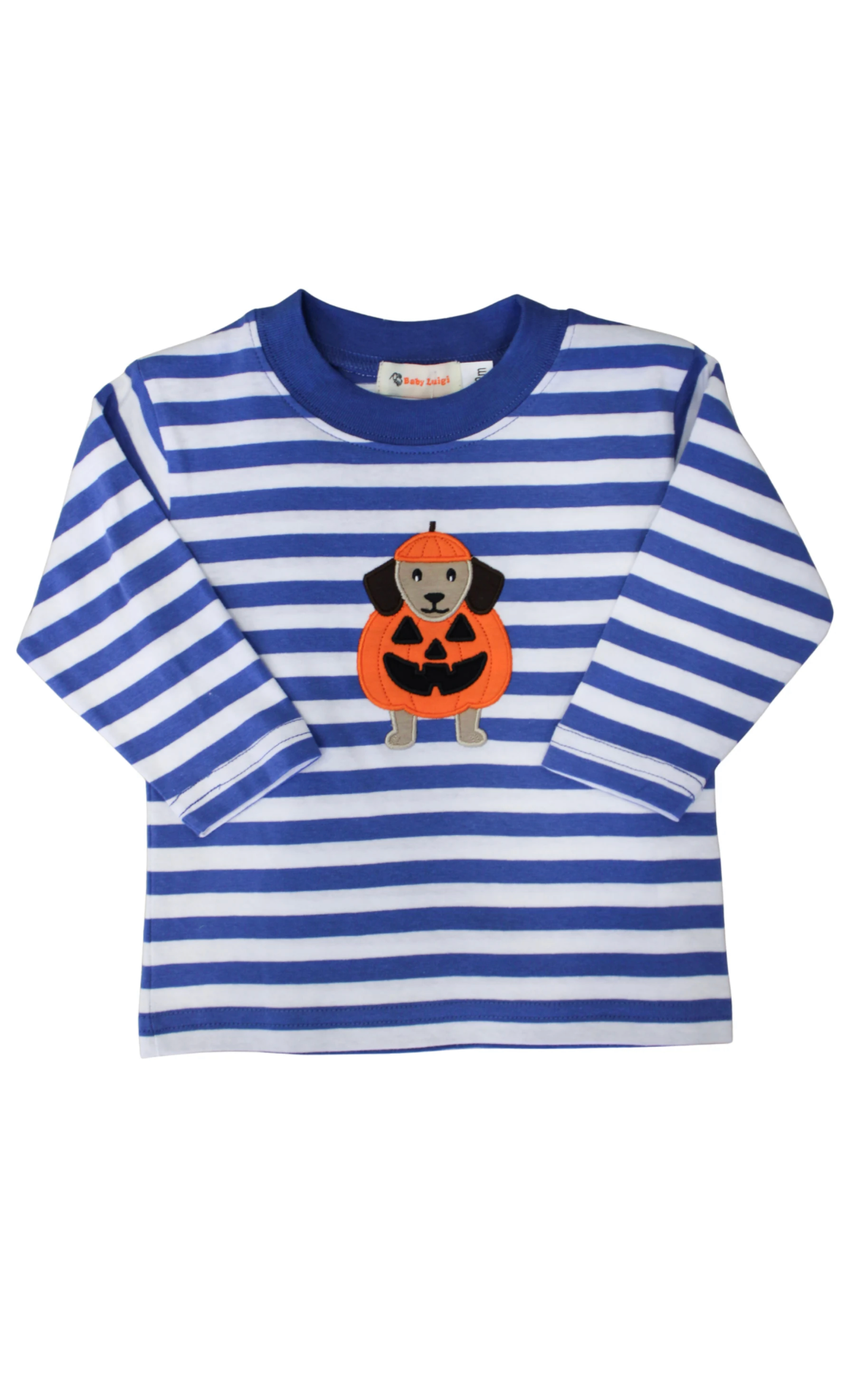 Luigi Kids Blue Stripe Pumpkin Dog Costume LS Tee