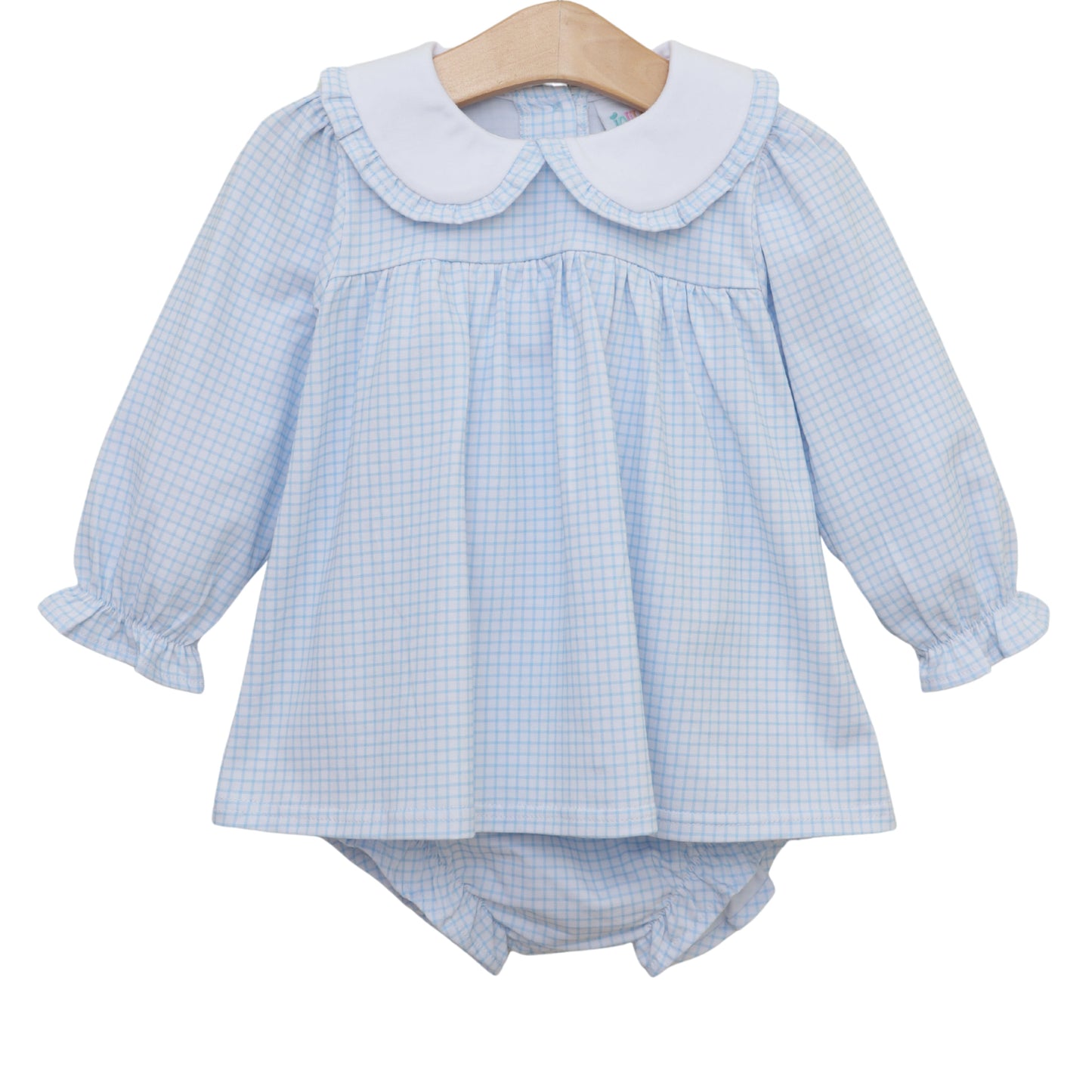 Jellybean by Smock Candy Catherine Diaper Set - Light Blue Windowpane