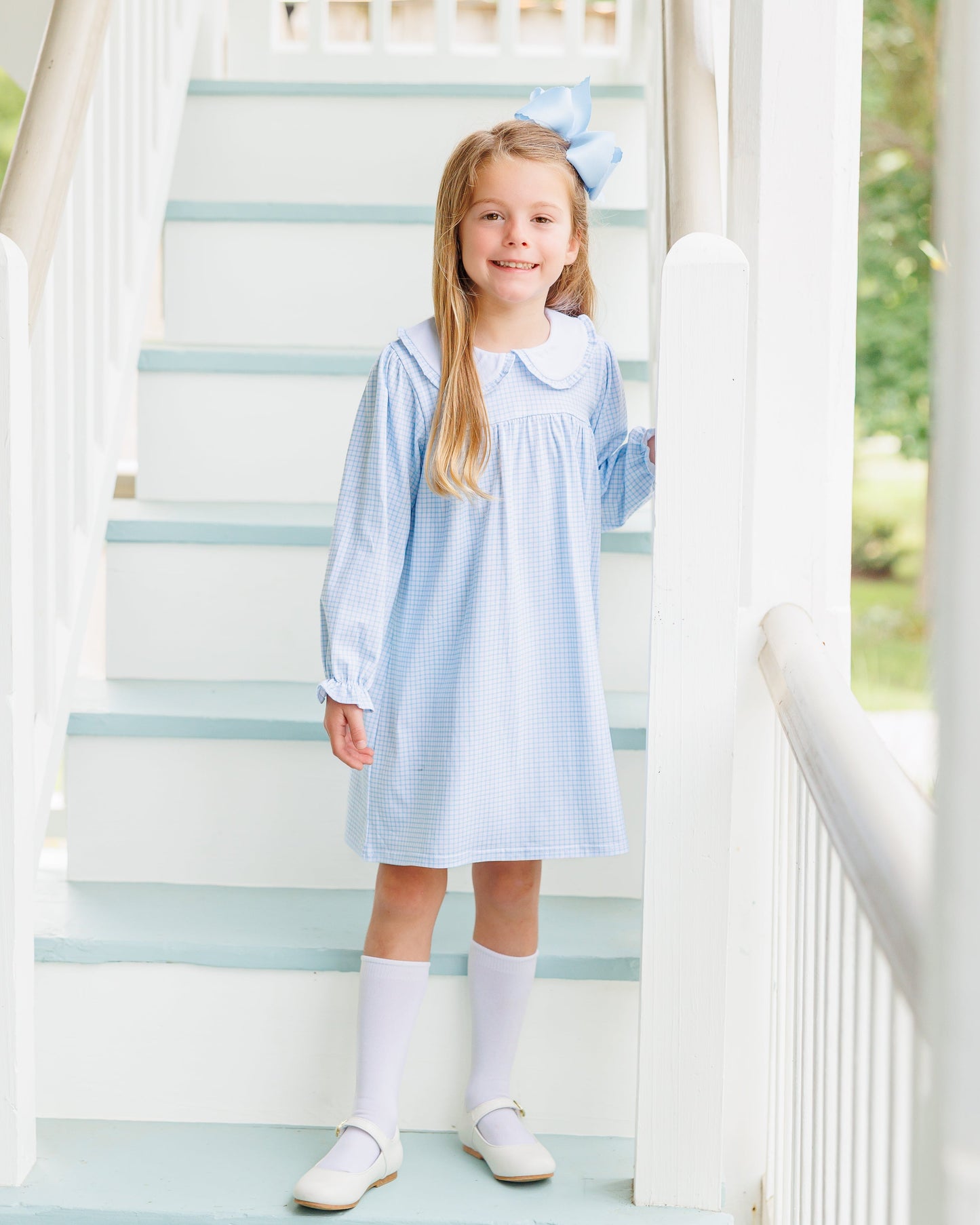 Jellybean by Smock Candy Catherine Dress - Light Blue Windowpane