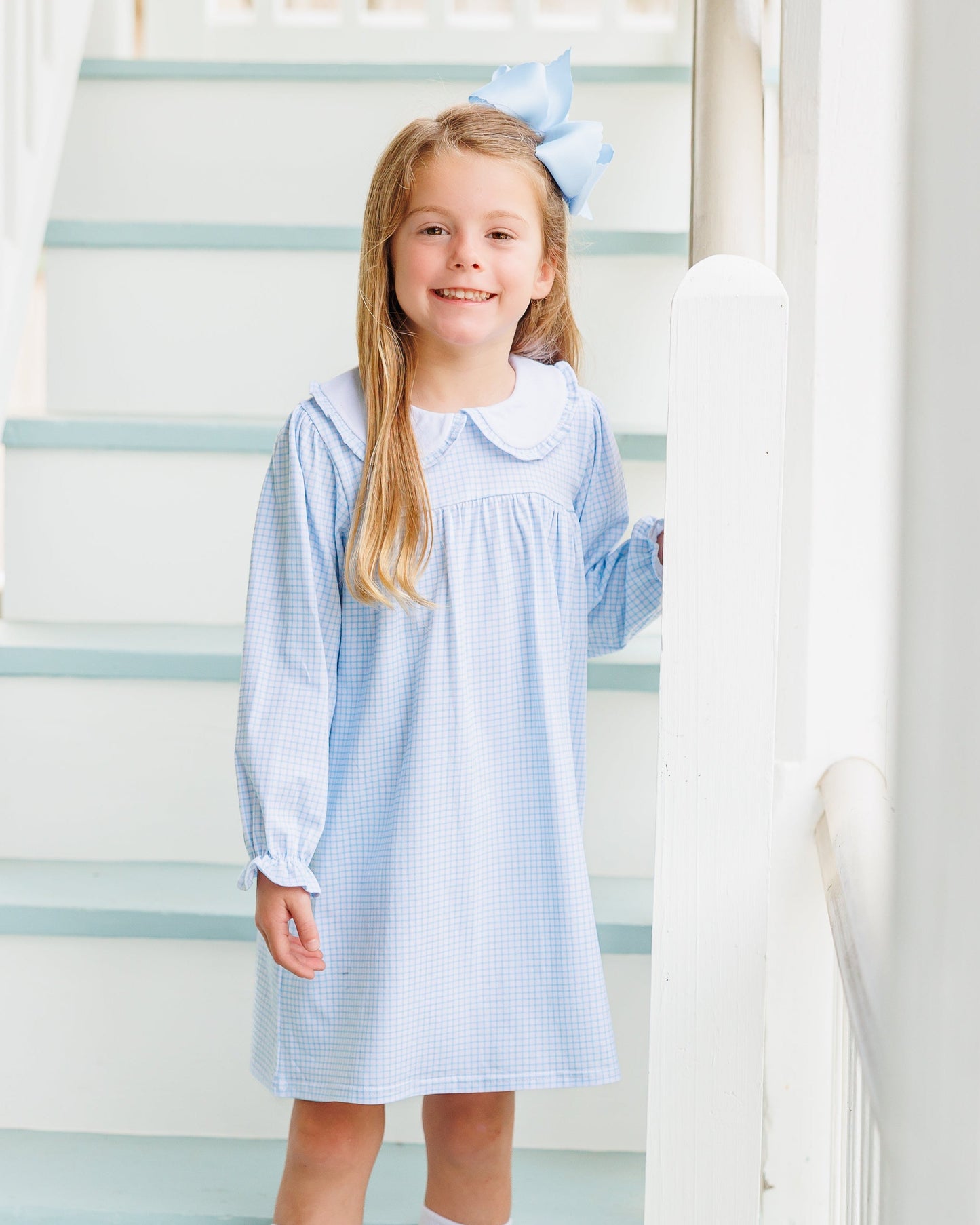 Jellybean by Smock Candy Catherine Dress - Light Blue Windowpane