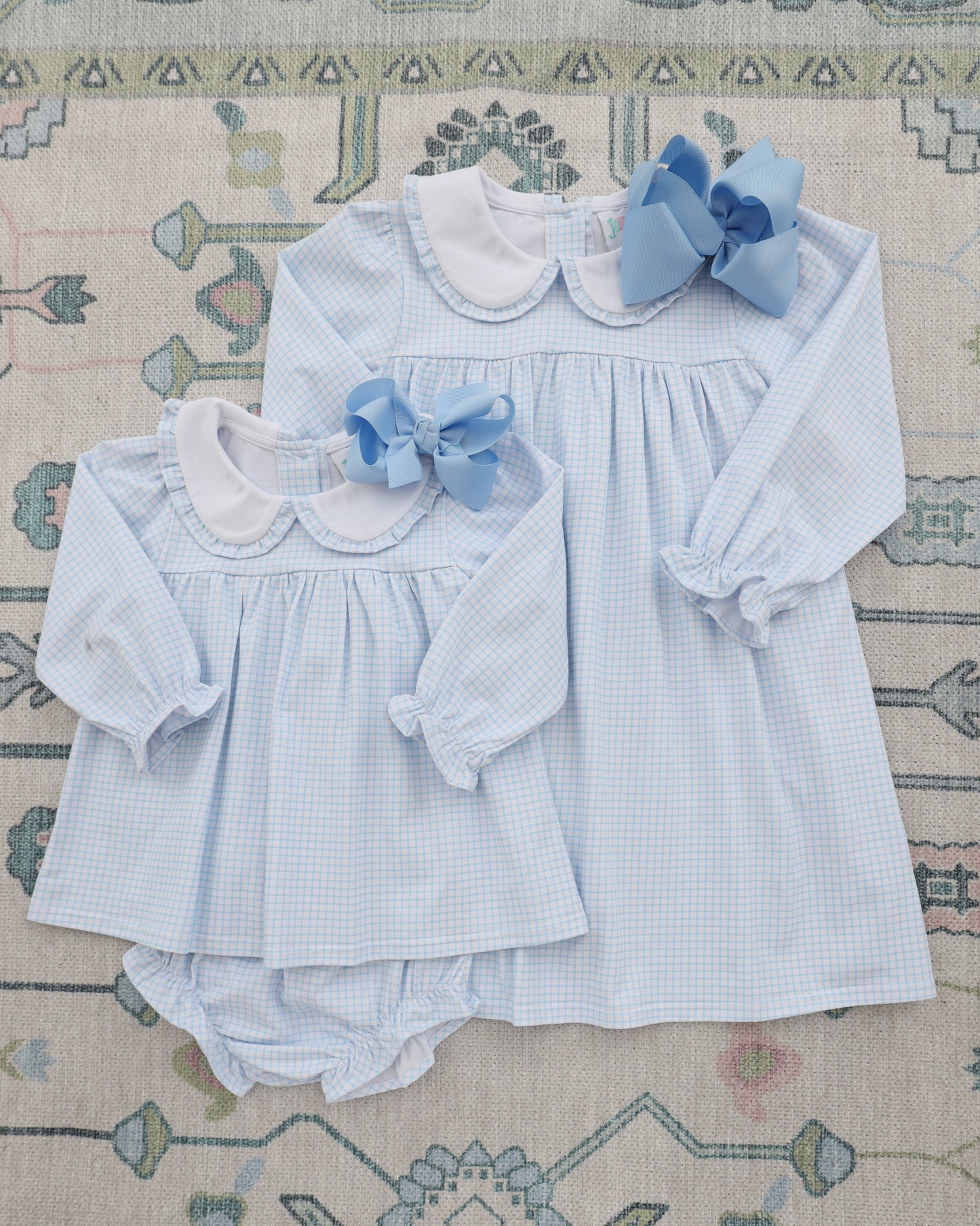 Jellybean by Smock Candy Catherine Dress - Light Blue Windowpane