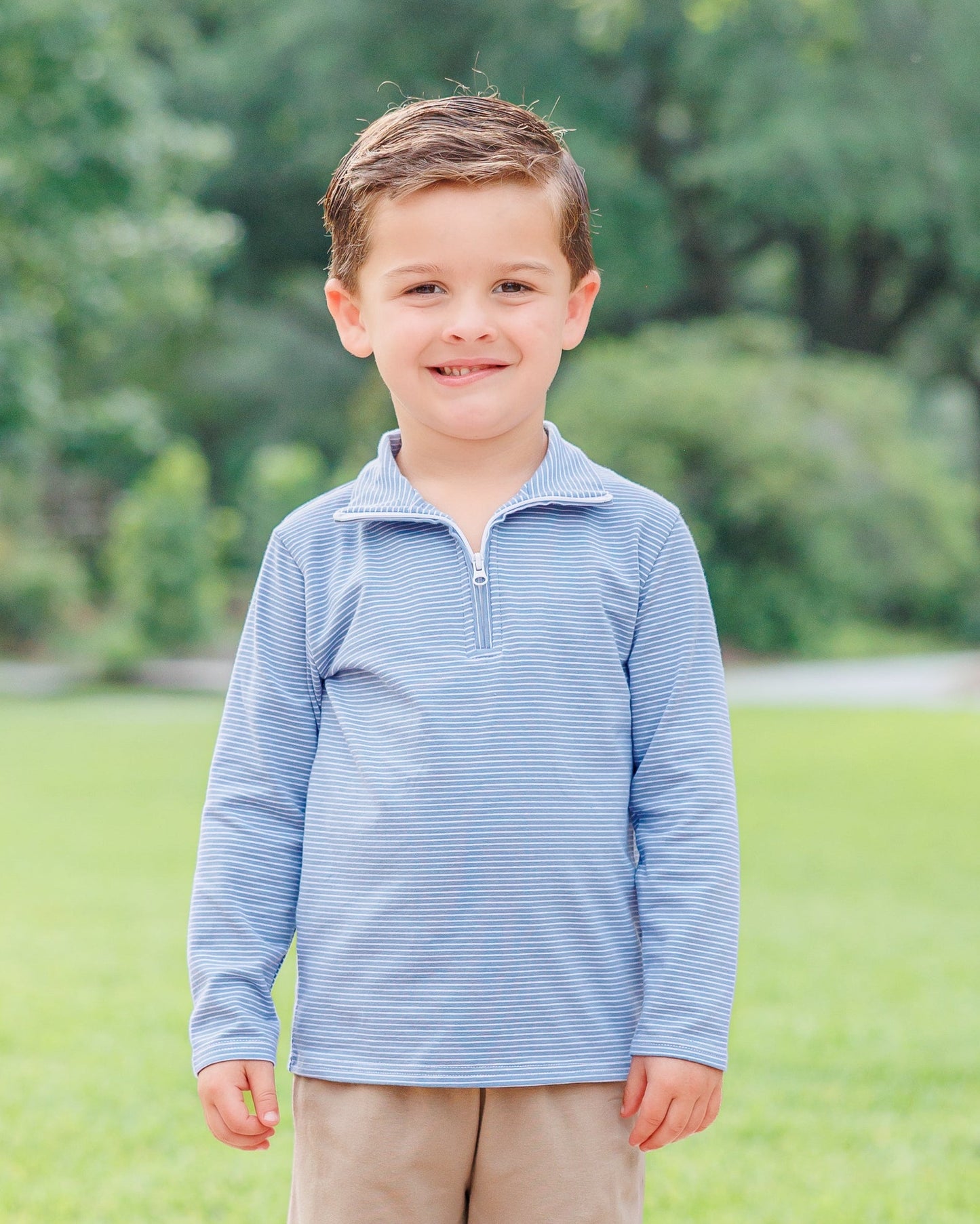 Jellybean by Smock Candy Evan Pullover - Dusty Blue Stripe