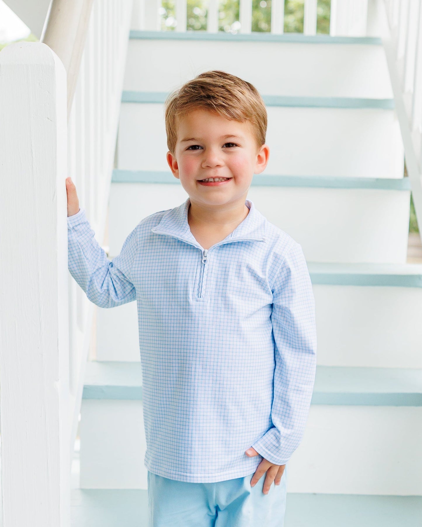 Jellybean by Smock Candy Evan Pullover - Light Blue Windowpane
