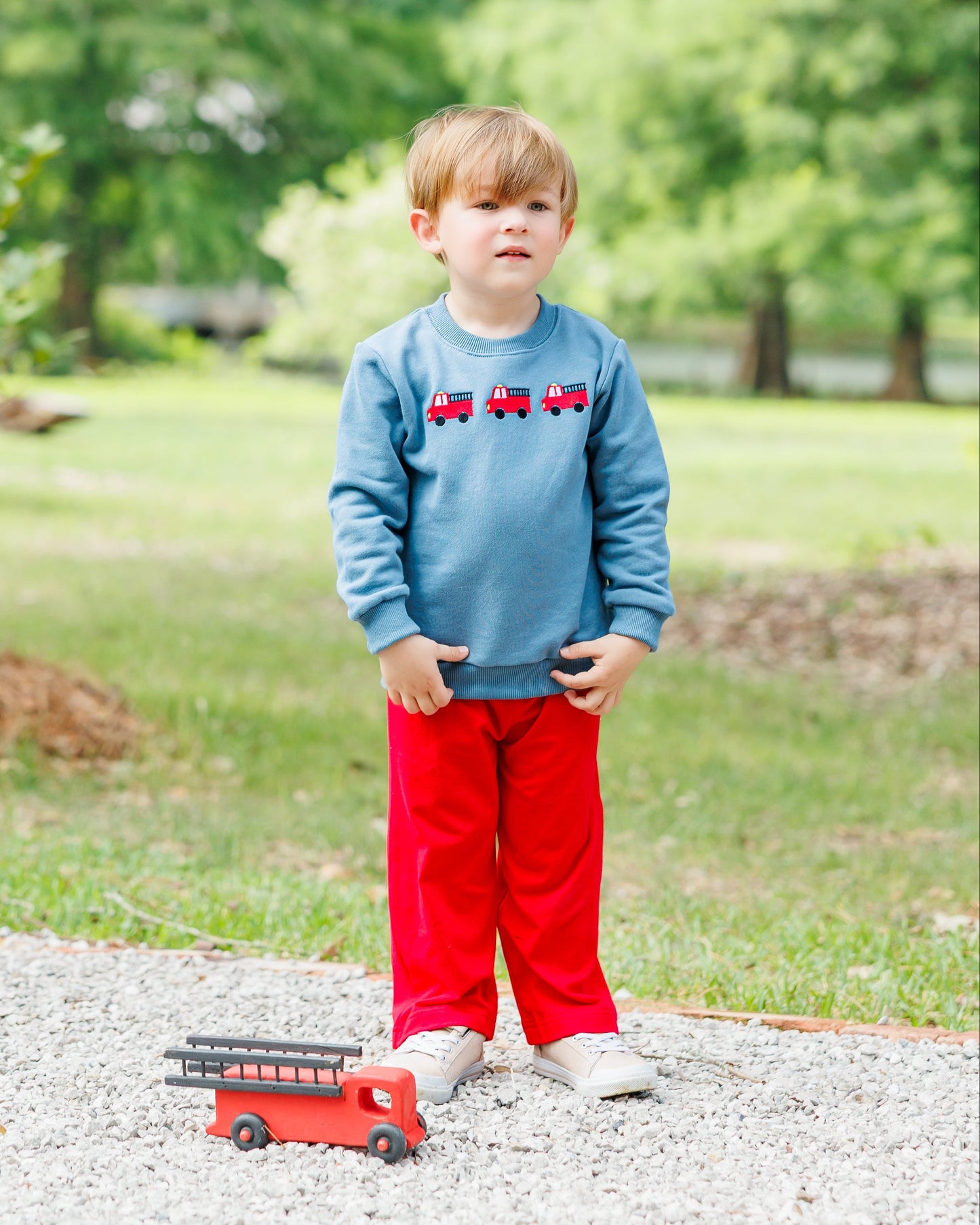 Jellybean by Smock Candy Firetruck Trio French Terry Pullover