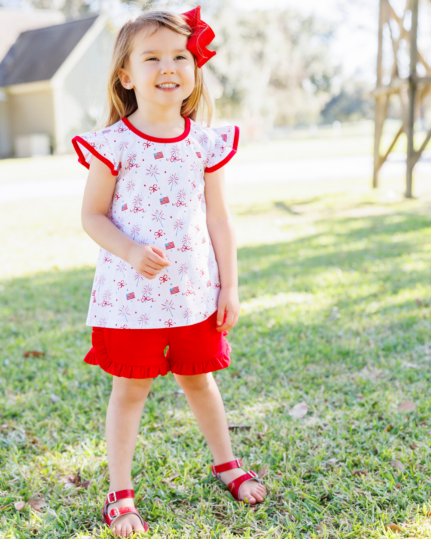 Jellybean by Smock Candy Fireworks and Freedom Flutter Short Set