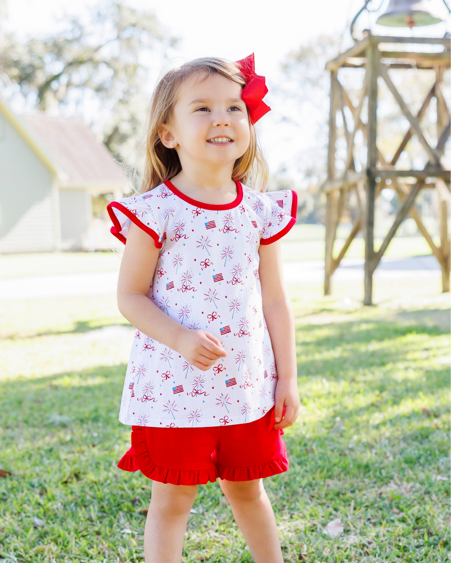 Jellybean by Smock Candy Fireworks and Freedom Flutter Short Set