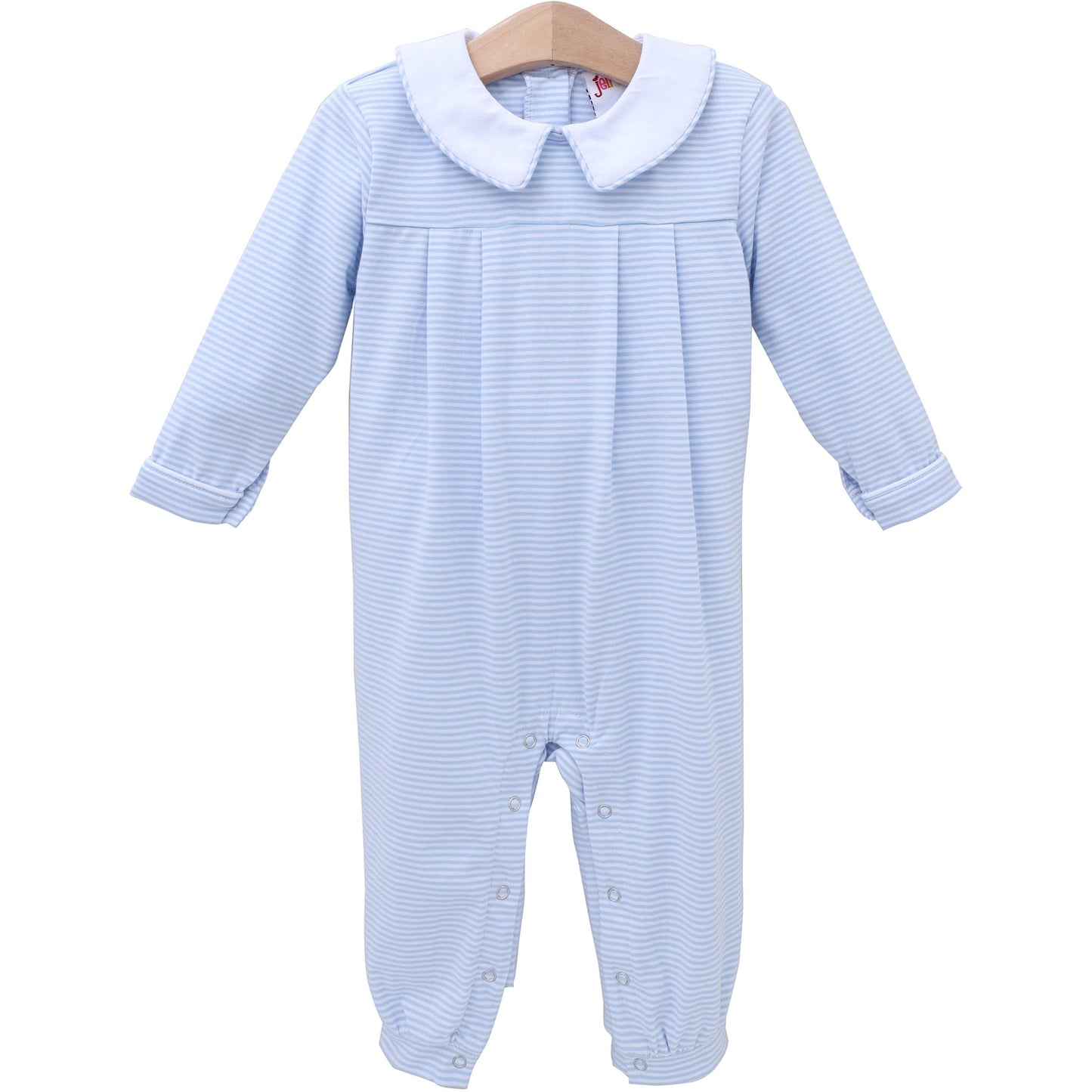 Jellybean by Smock Candy Henry Romper - Light Blue Stripe