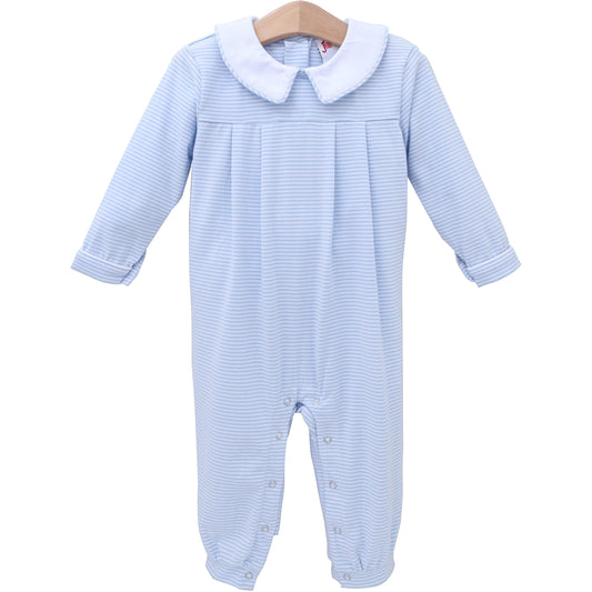 Jellybean by Smock Candy Henry Romper - Light Blue Stripe