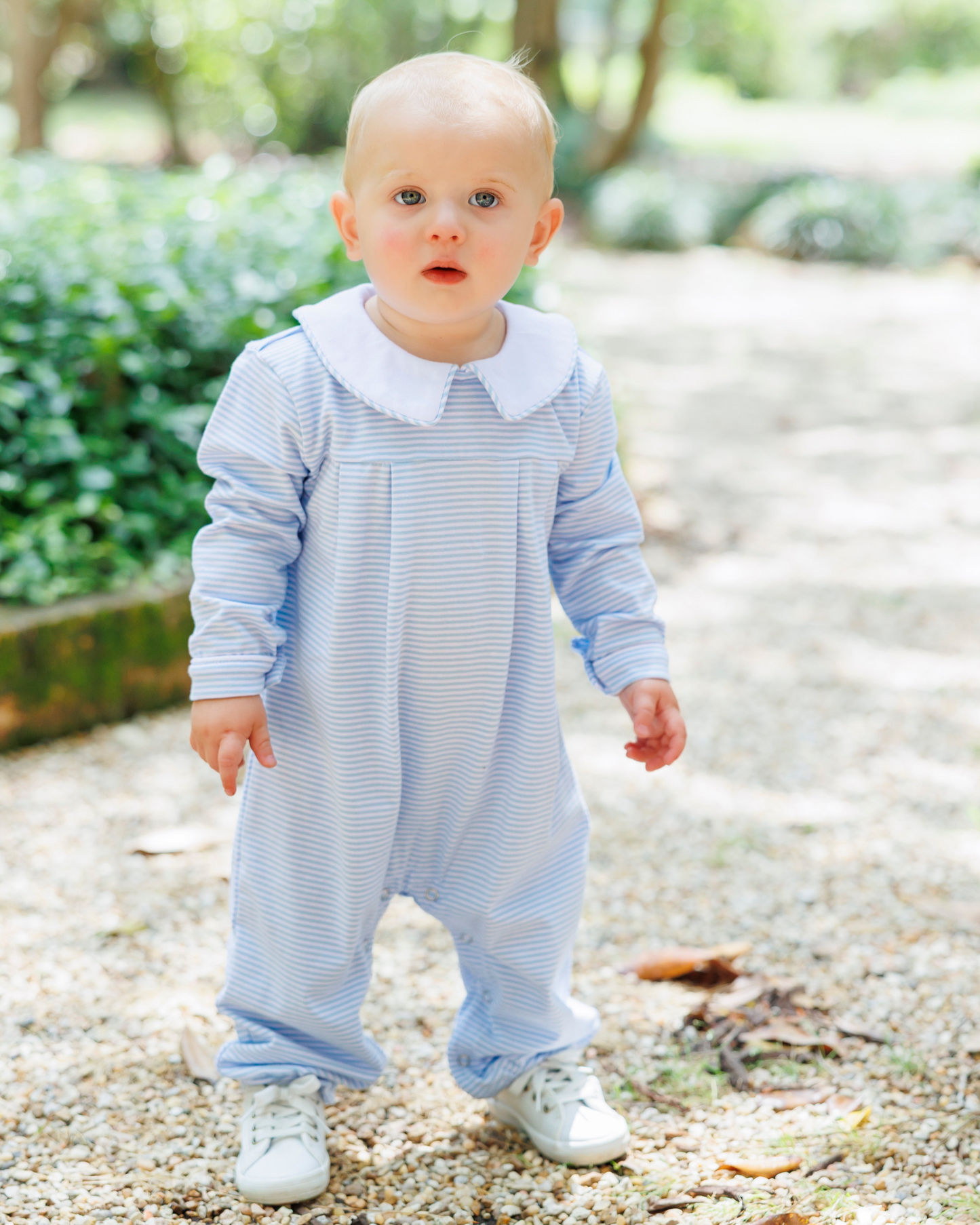 Jellybean by Smock Candy Henry Romper - Light Blue Stripe