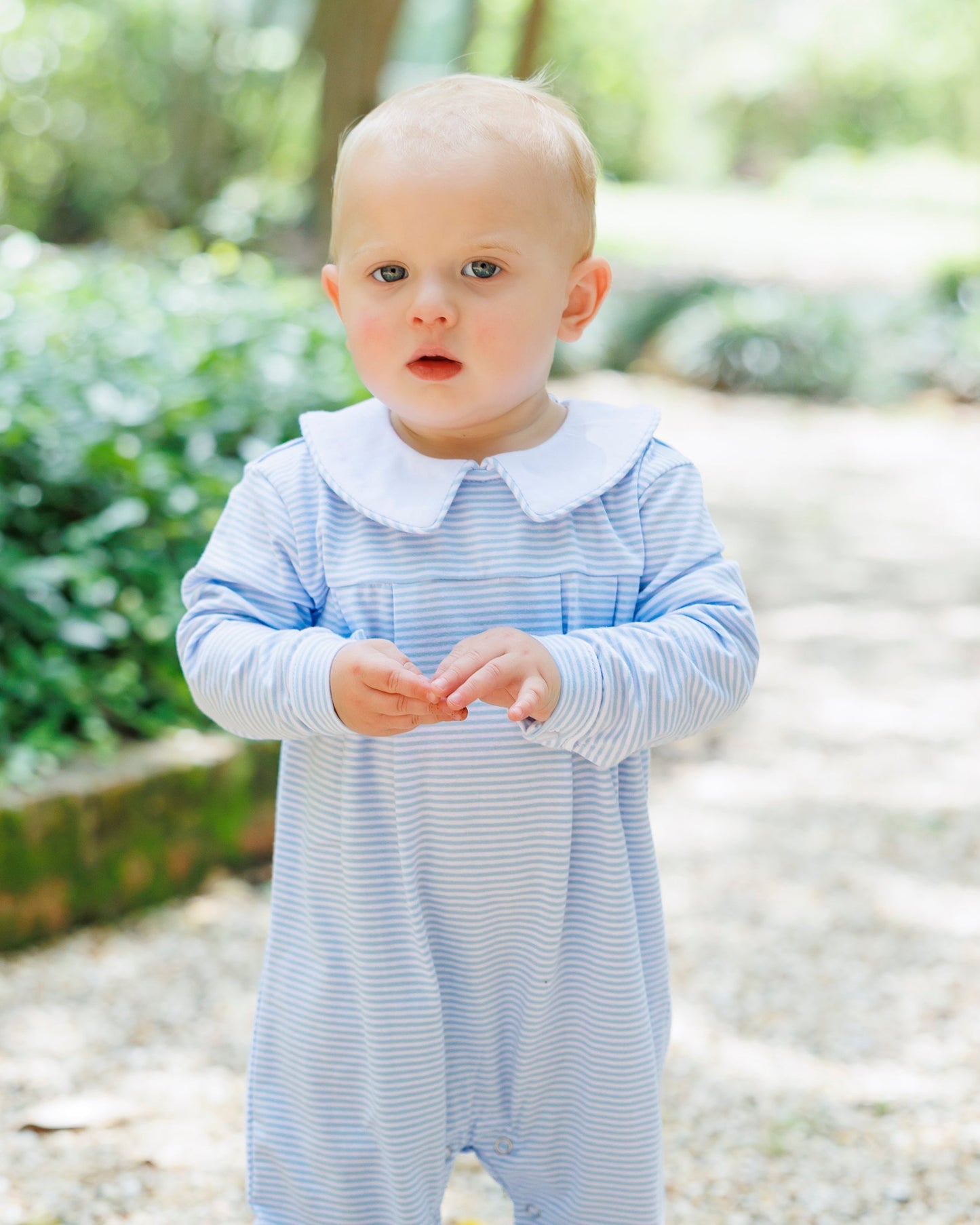 Jellybean by Smock Candy Henry Romper - Light Blue Stripe