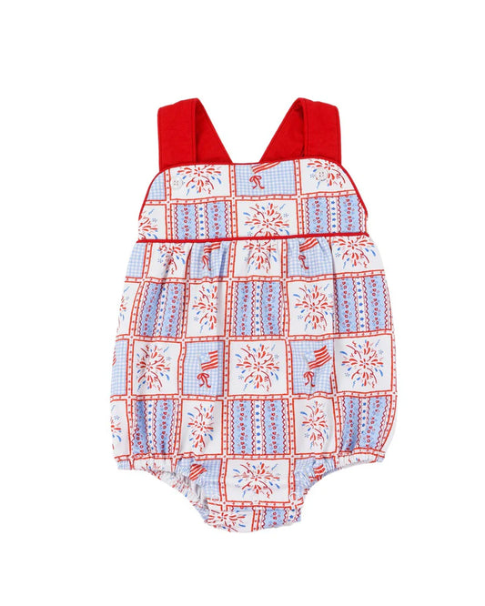 Cypress Row Patriotic Patchwork Silas Sunsuit