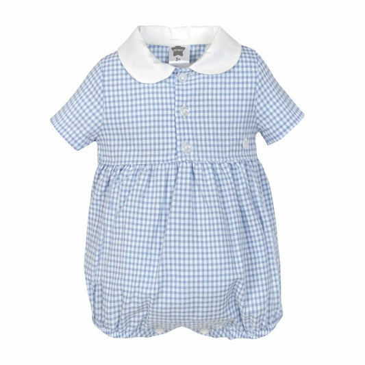 Marco and Lizzy Blue Seersucker Romper