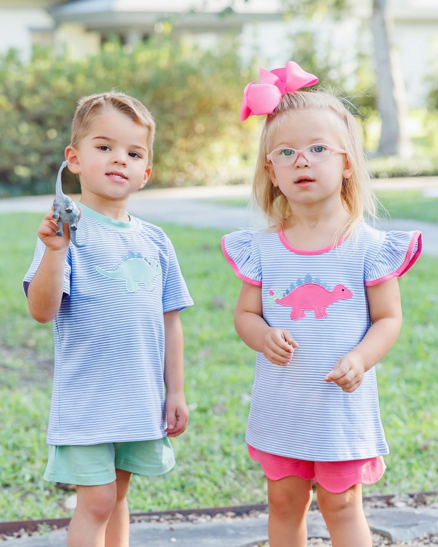 Jellybean Girls Dinosaur Scallop Short Set