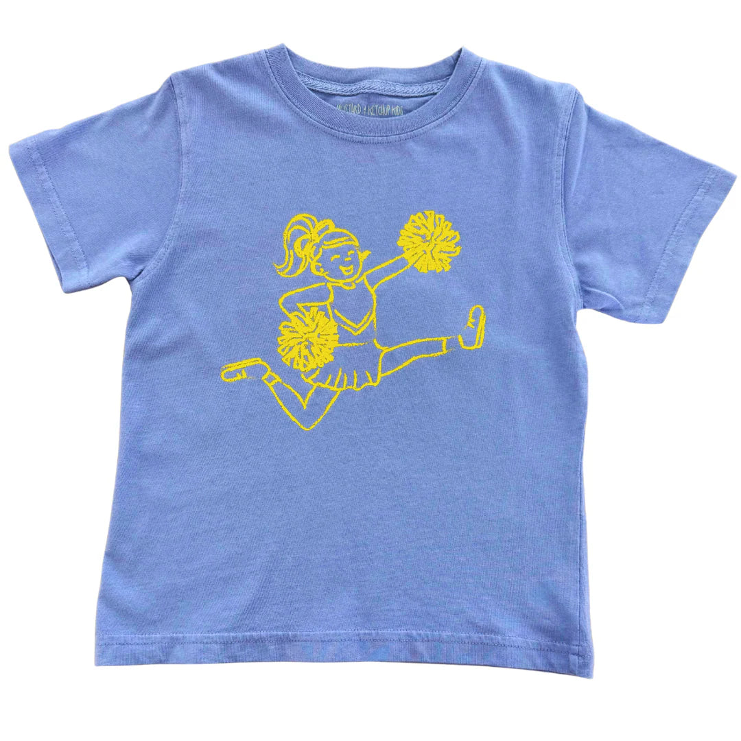 Mustard & Ketchup Kids-Short Sleeve Purple/Yellow Cheerleader T-Shirt