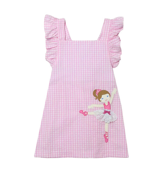Zuccini Kids Ballerina Skye Dress-Pink Check Seersucker