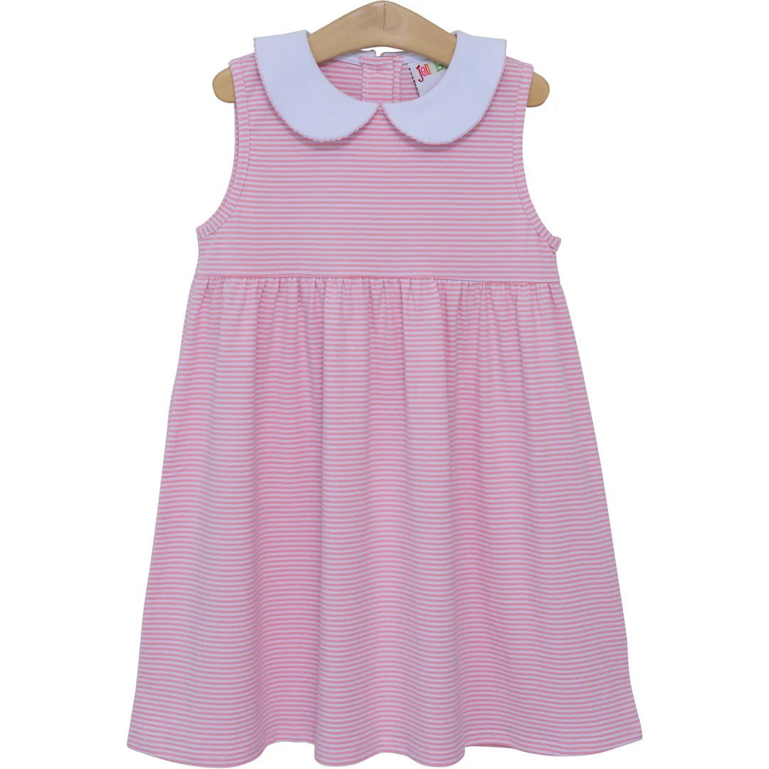Jellybean Charlotte Sleeveless Dress-Light Pink Stripe
