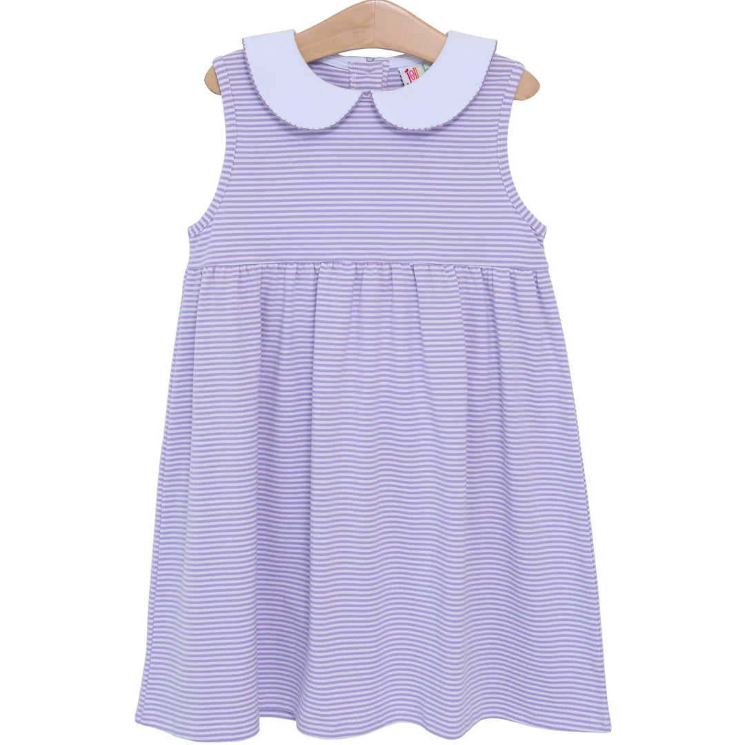 Jellybean Charlotte Sleeveless Dress-Lavender Stripe