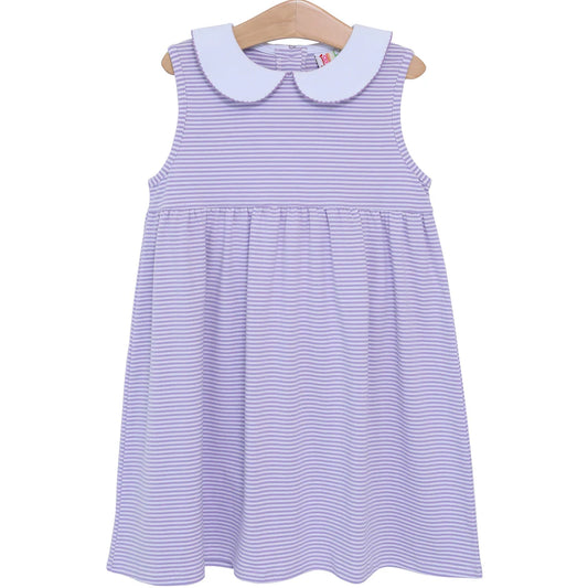 Jellybean Charlotte Sleeveless Dress-Lavender Stripe