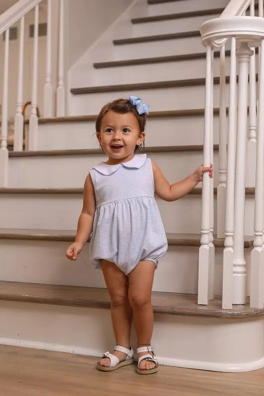 Jellybean Charlotte Collared Bubble-Light Blue Stripe