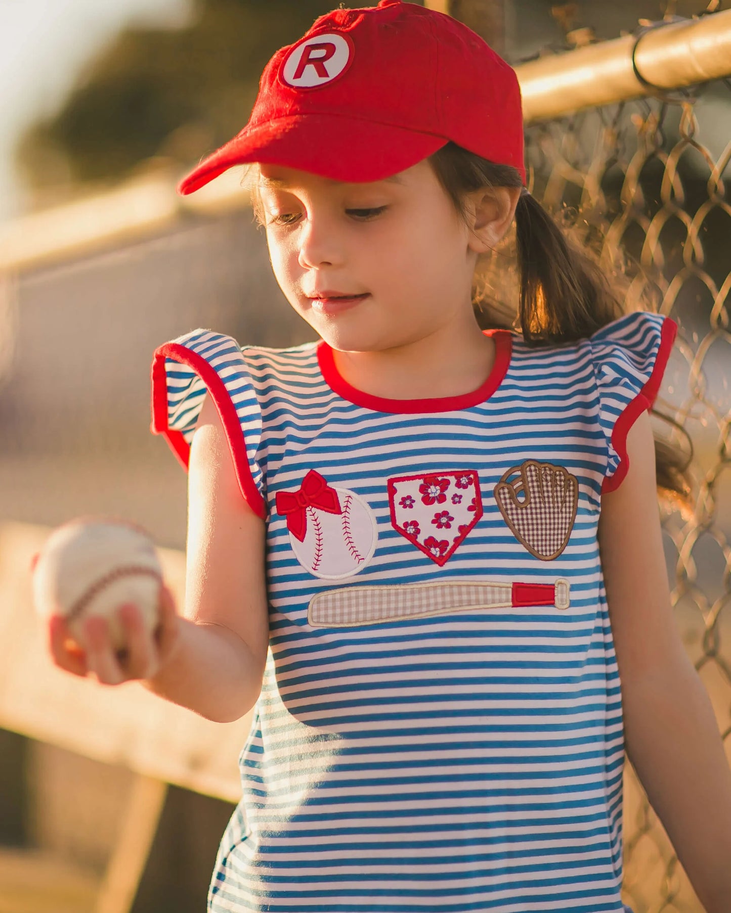 Jellybean Girls Home Run Baseball Applique Ruffle Short Set