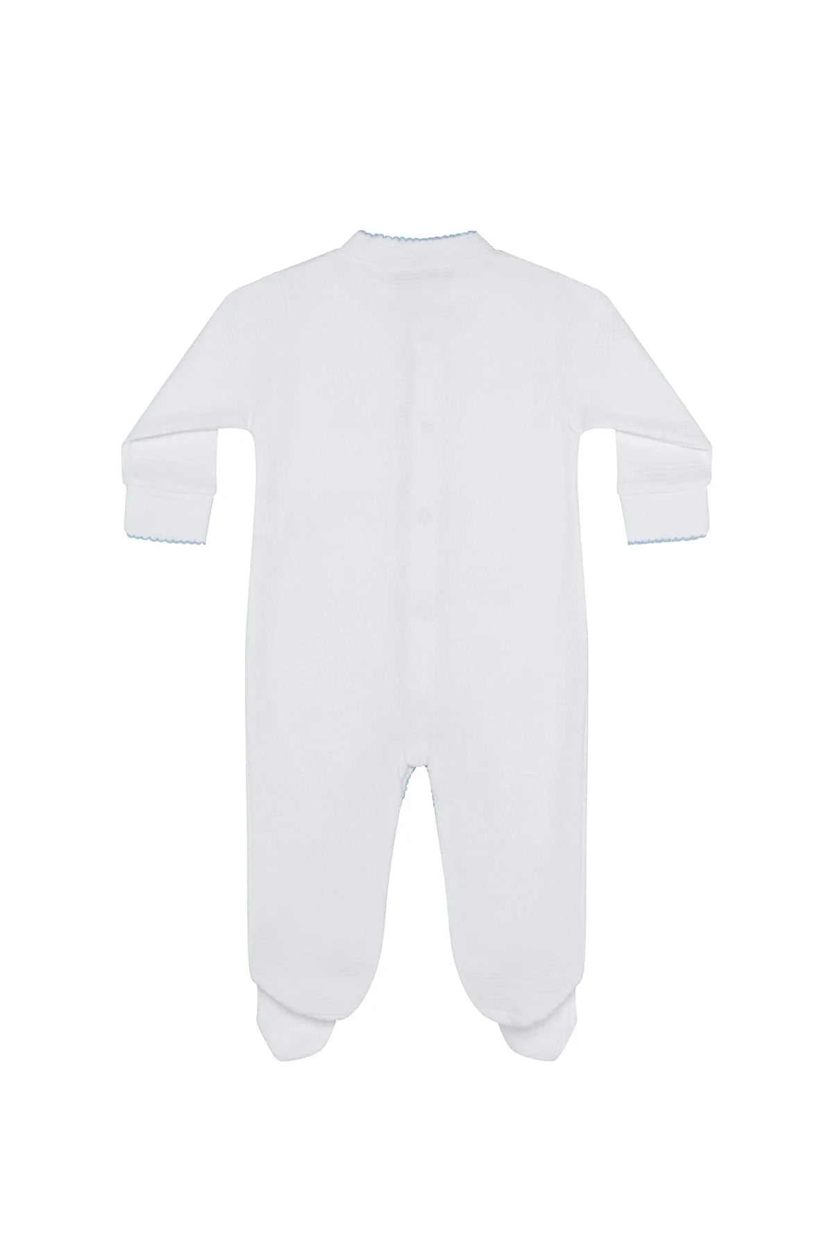 Nellapima White Bubble Baby Footie-Blue Trim