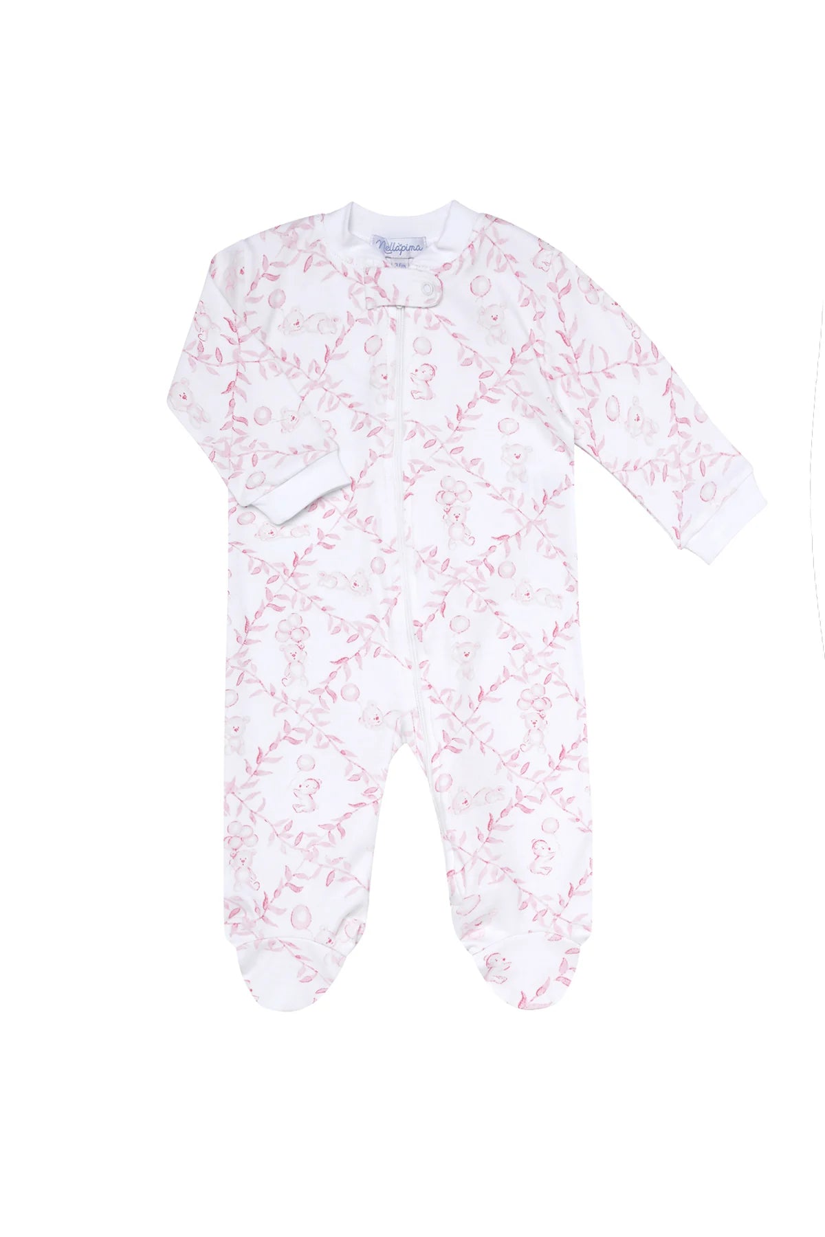 Nellapima Bears Trellace Zipper Footie-Pink