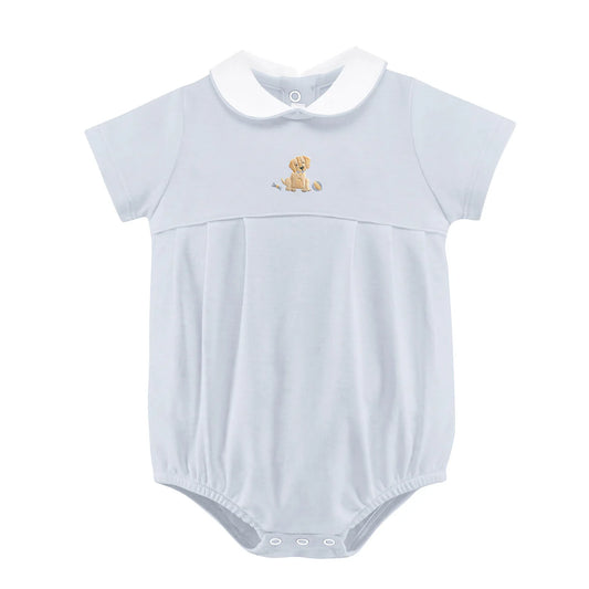 Baby Club Chic Good Puppy-Blue Boy Bubble with Round Collar