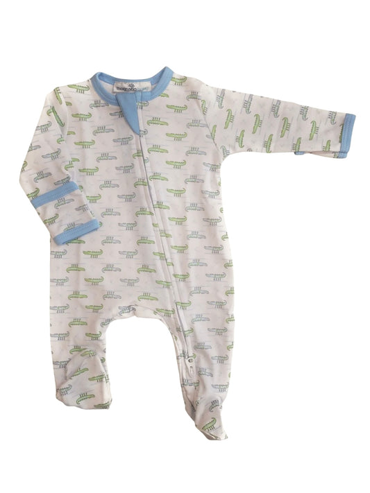 Magnolia Baby Alligator Pie Blue Zip Footie