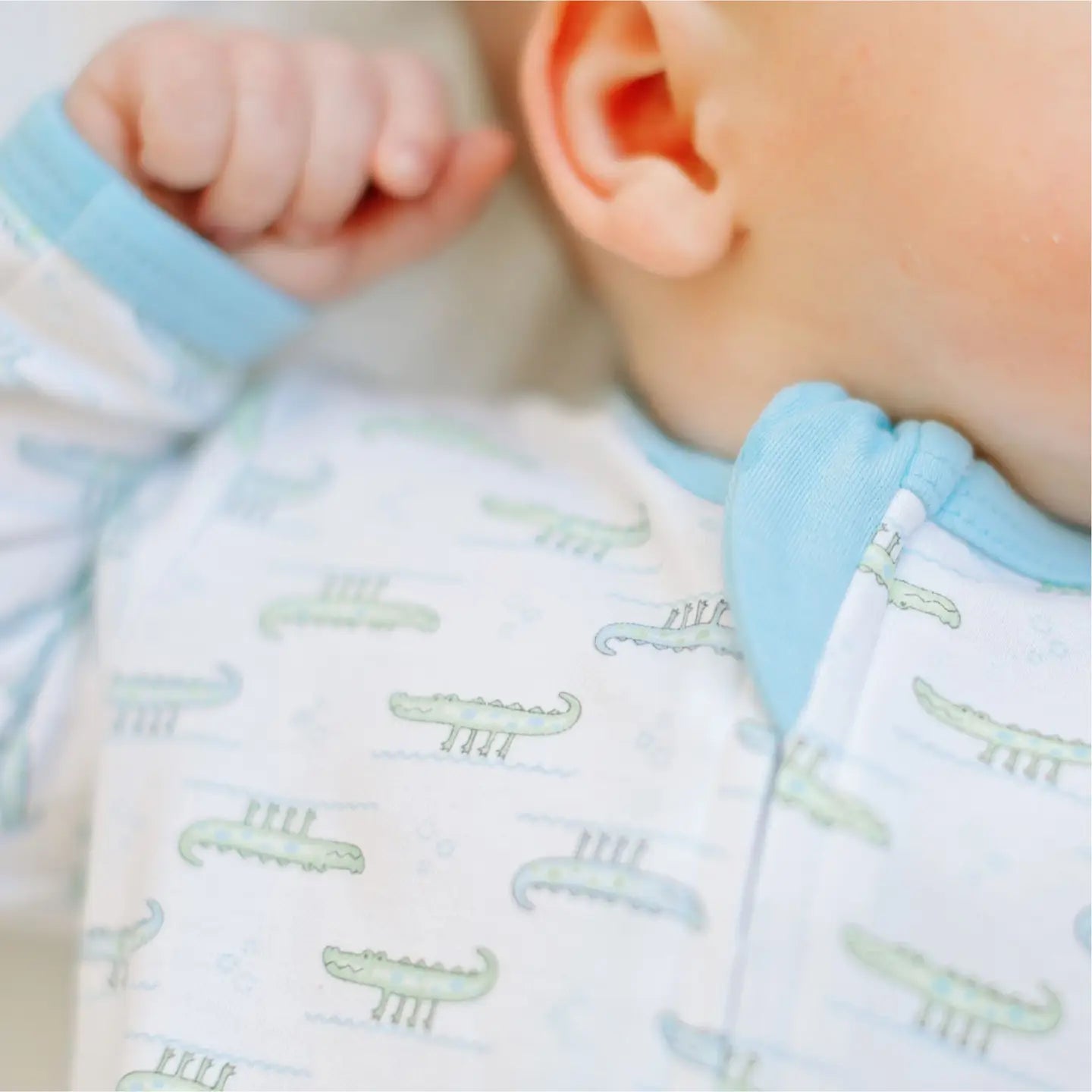 Magnolia Baby Alligator Pie Blue Zip Footie