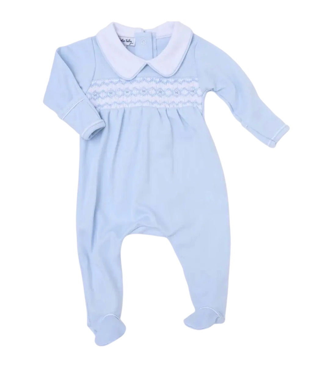 Magnolia Baby Hazel & Hudson Light Blue Smocked Collar Footie