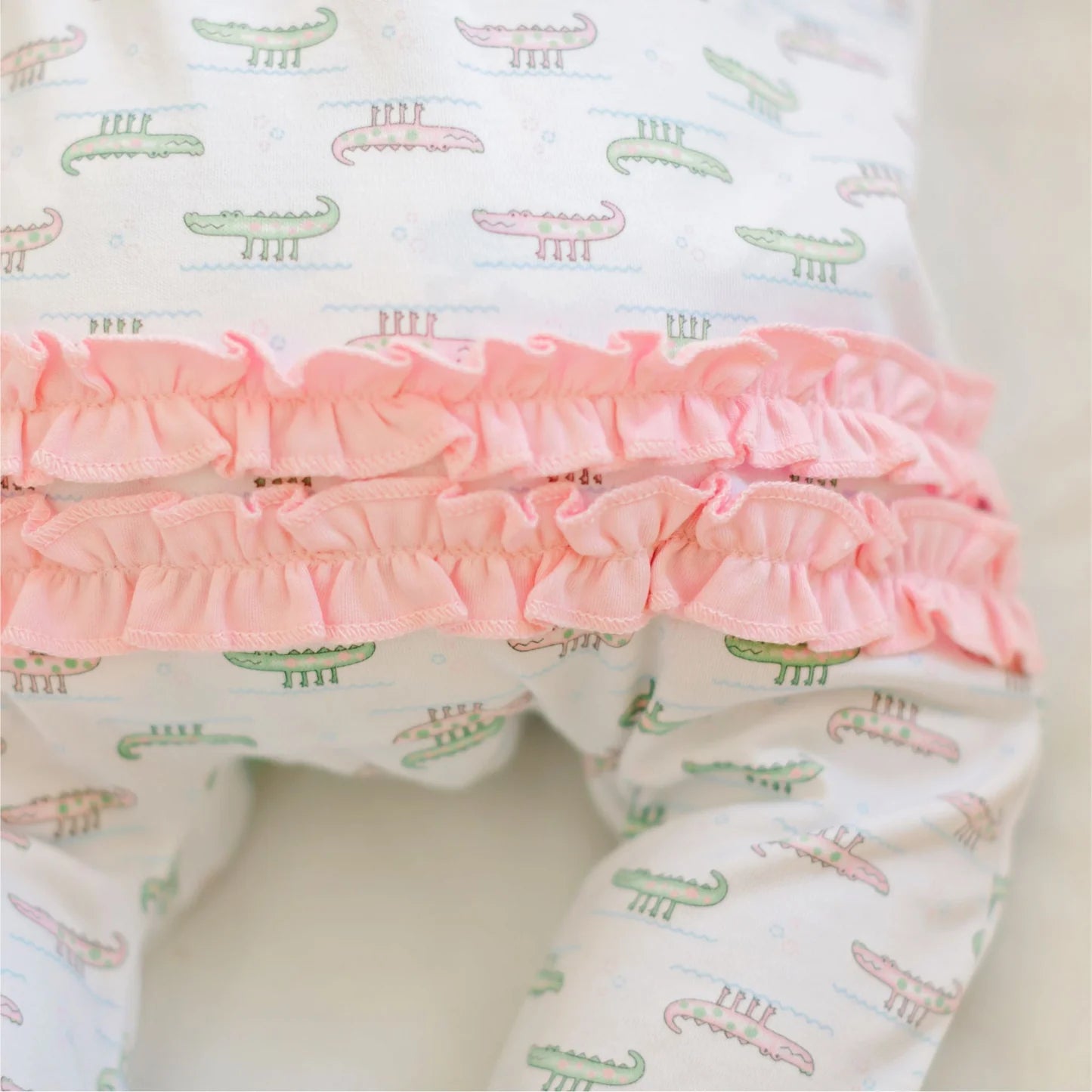 Magnolia Baby Alligator Pie Pink Zip Footie