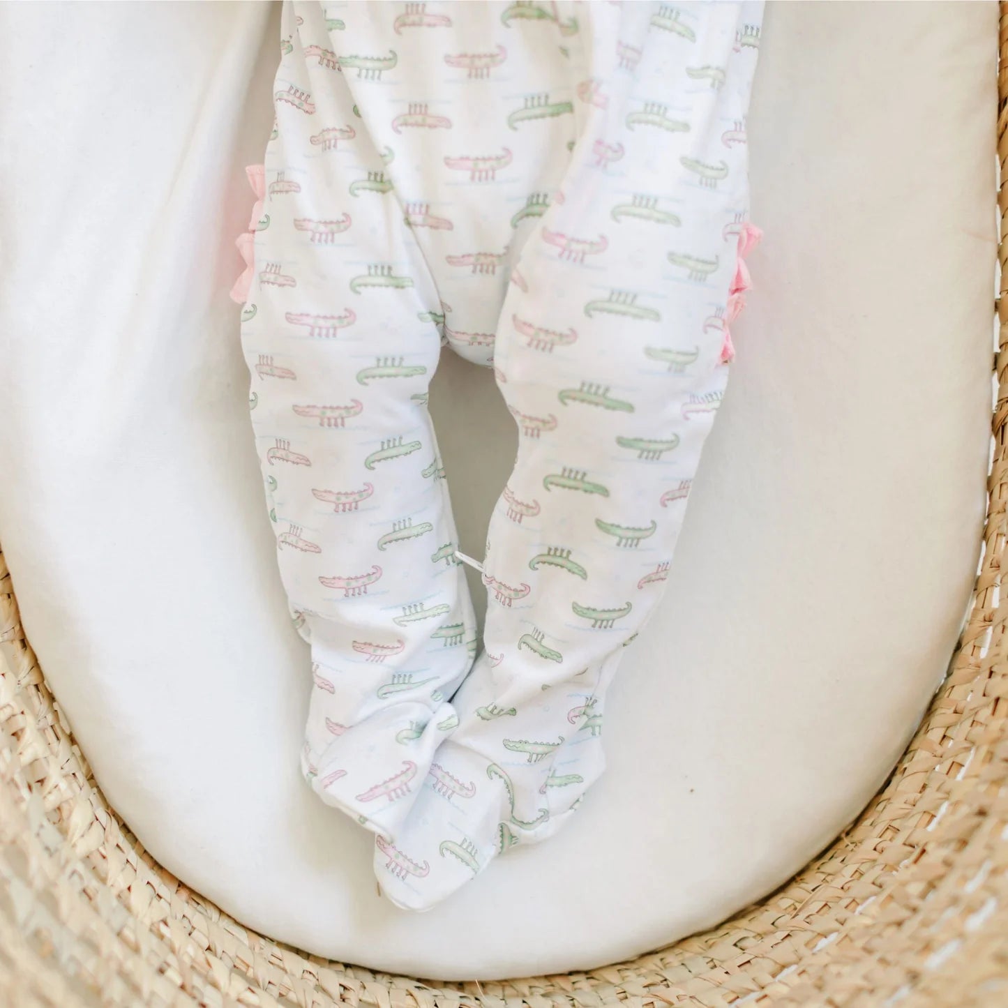 Magnolia Baby Alligator Pie Pink Zip Footie