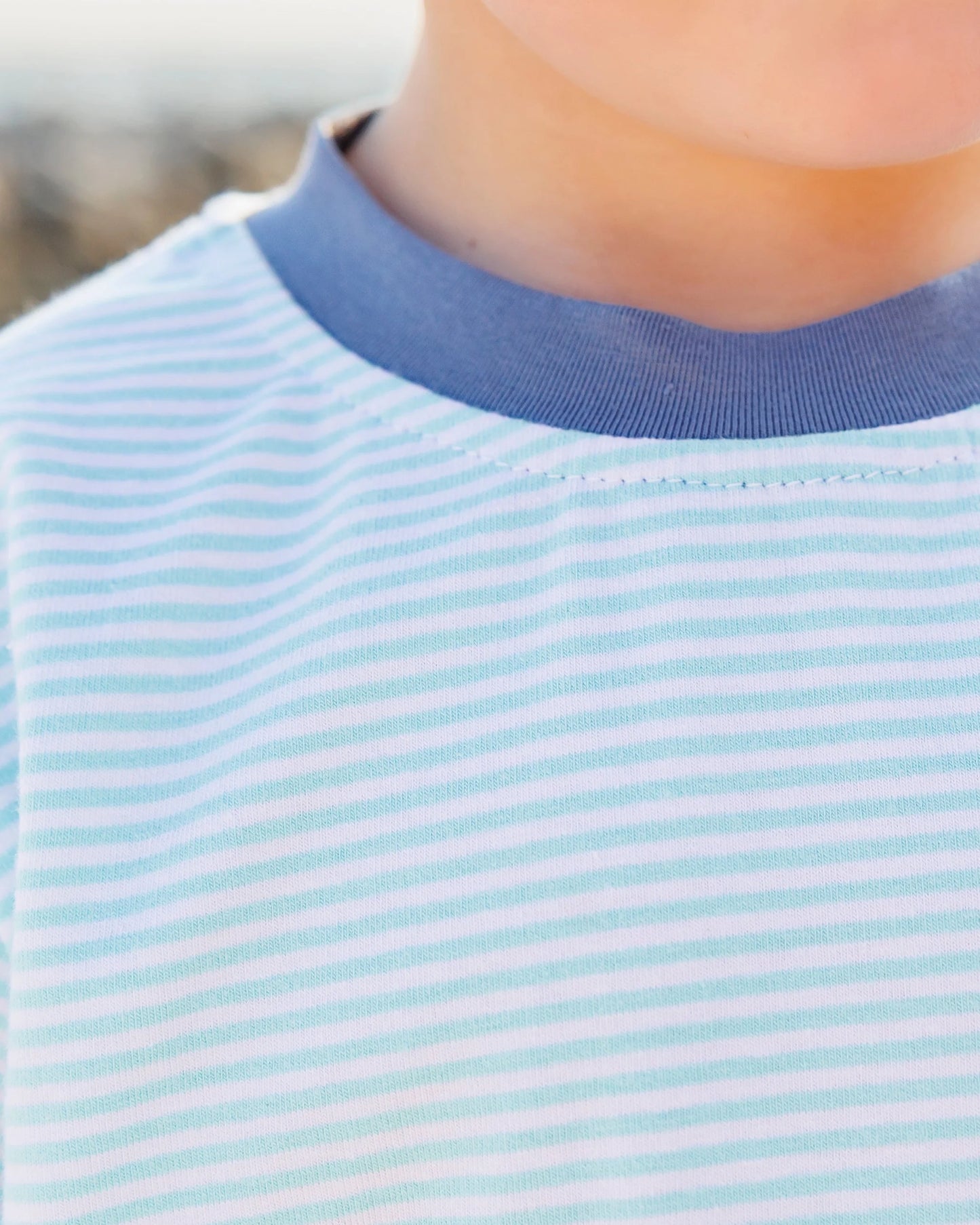 Jellybean Graham Short Set-Aqua Stripe & Dusty Blue