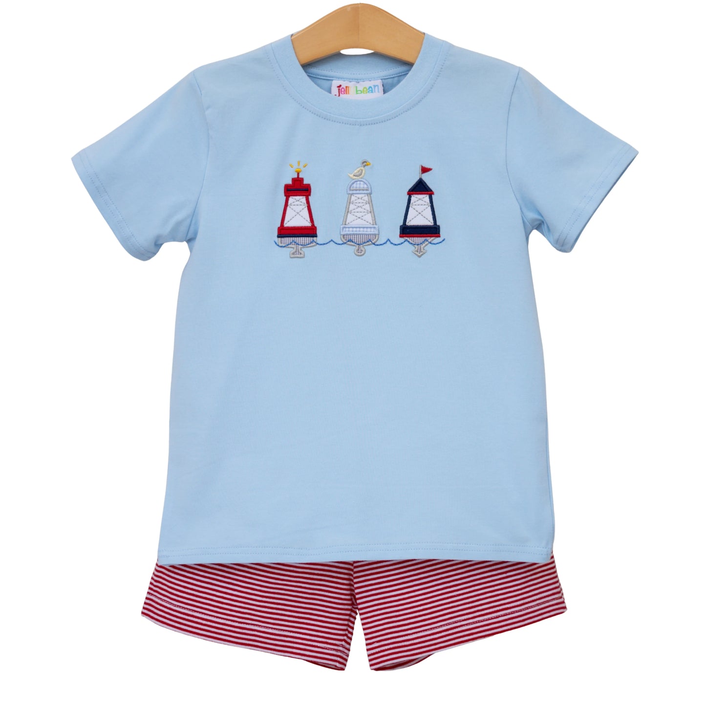 Jellybean Red, White, and Buoy Short Set