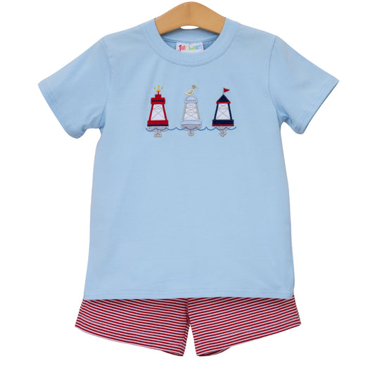 Jellybean Red, White, and Buoy Short Set