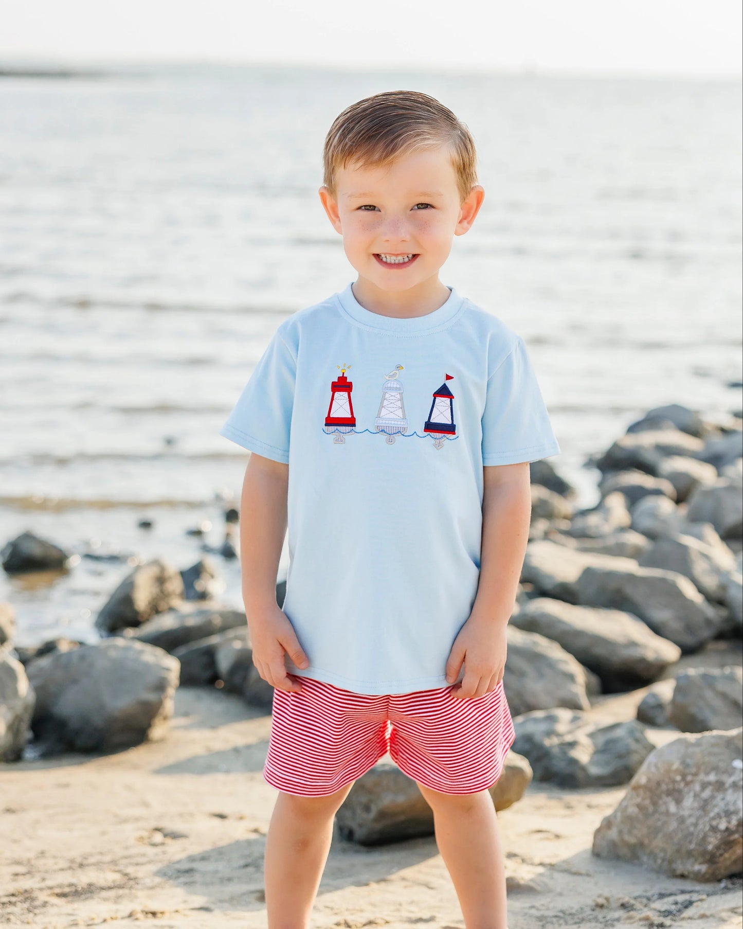 Jellybean Red, White, and Buoy Short Set