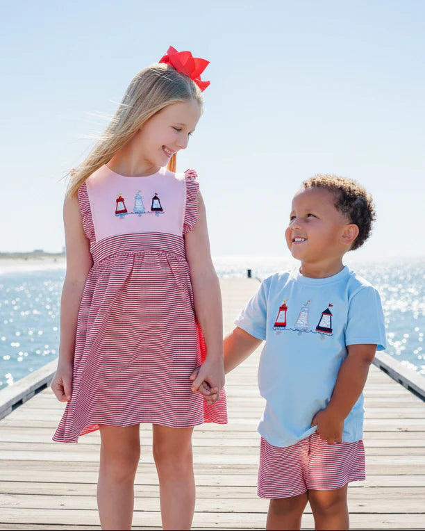 Jellybean Red, White, and Buoy Short Set