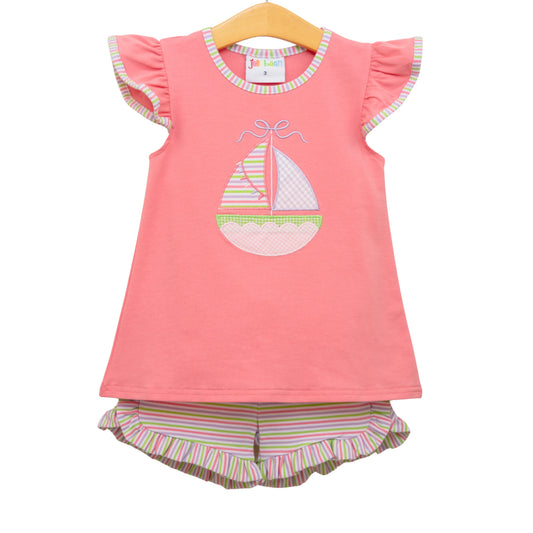 Jellybean Girls Sailin' Away Flutter Short Set